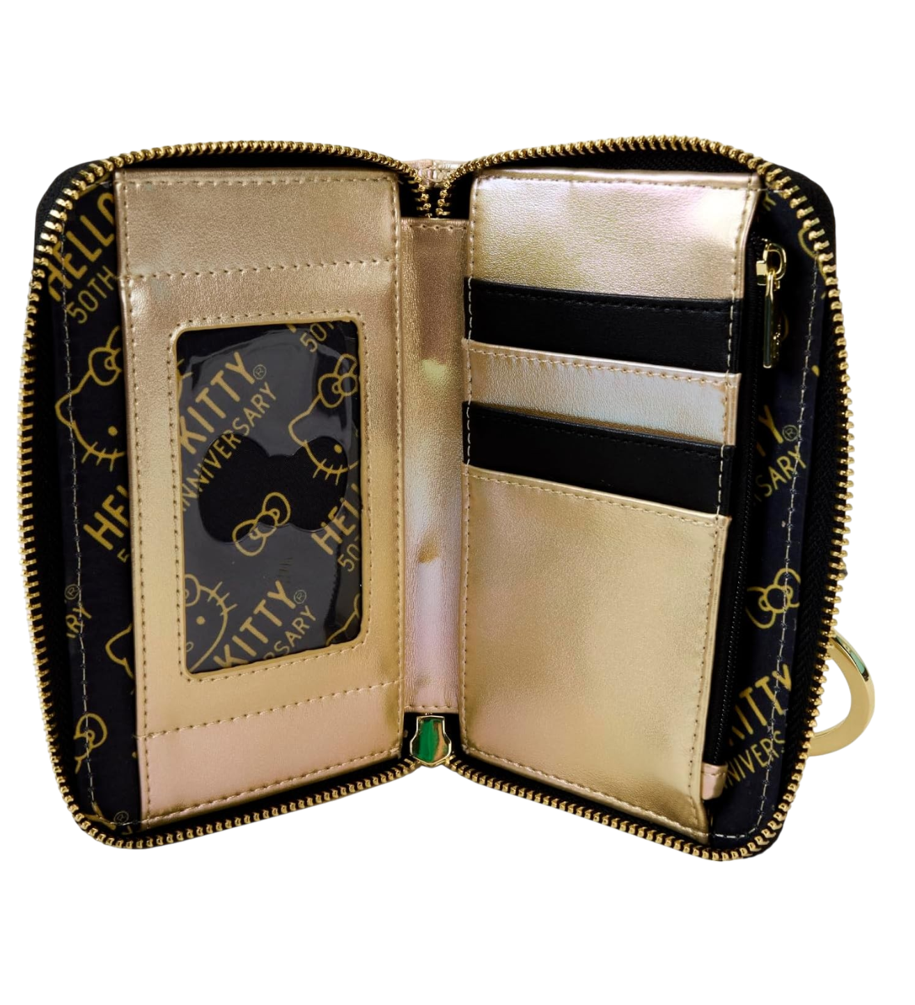 Hello Kitty Sanrio 50th Anniversary Gold Zip Around Wallet AE Toy Box